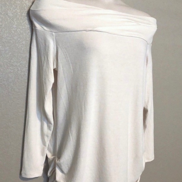 Rachel Roy Women's Soft Stretch-Knit Ruched Ivory Off The Shoulder Top Plus 1X - Picture 9 of 14